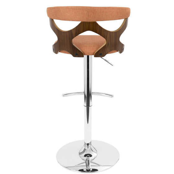 Gardenia - Adjustable Barstool - Chrome Base & Walnut Backrest