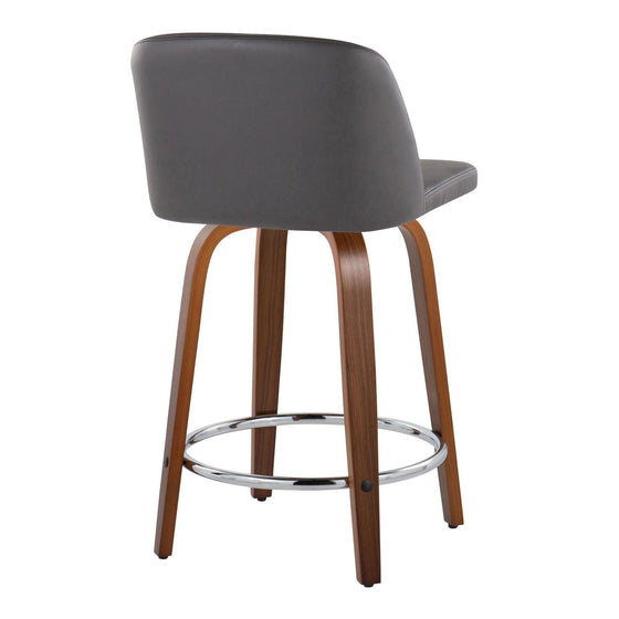 Toriano - 24" Fixed-Height Counter Stool (Set of 2) - Walnut & Chrome Round Base