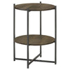 Axel - Round Accent Table With Open Shelf - Natural And Gunmetal