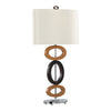 Hoops - 29" Polyresin Table Lamp - Cedar Wood And Bronze Polyresin With Chrome Metal Accents And White Linen Shade from Grandview Gallery (Set of 2)
