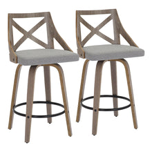  Charlotte - Farmhouse Counter Stool - Light Gray Wood And Gray Fabric (Set of 2)