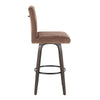 Hank - 30" Fixed-Height Barstool With Swivel And Round Black Metal Footrest (Set of 2) - Walnut Glazed Wood