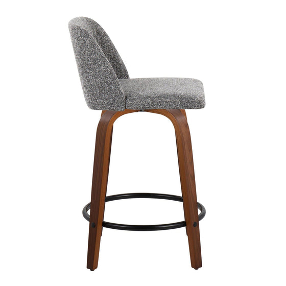 Toriano - 24" Fixed-Height Counter Stool (Set of 2) - Walnut & Chrome Square Base