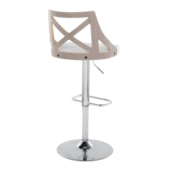 Charlotte - Adjustable Barstool (Set of 2) - Light Gray Back, Chrome Base