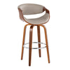 Symphony - 30" Fixed-Height Barstool With Swivel And Round Chrome Metal Footrest (Set of 2) - Walnut Wood