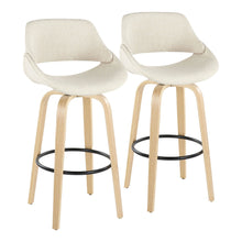  Fabrico - 30" Fixed-Height Barstool With Swivel And Round Black Metal Footrest (Set of 2) - Natural Wood