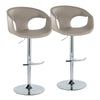 Curva - Adjustable Barstool With Rounded T Footrest (Set of 2) - Chrome Metal