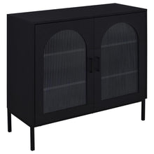  Jess - 2-Door Arched Fluted Glass Accent Cabinet - Black