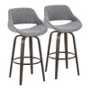 Fabrico - 30" Fixed-Height Barstool With Swivel And Round Black Metal Footrest (Set of 2) - Walnut Glazed Wood