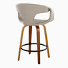 Curva - 26" Fixed-Height Counter Stool With Swivel And Round Metal Footrest (Set of 2) - Walnut Wood