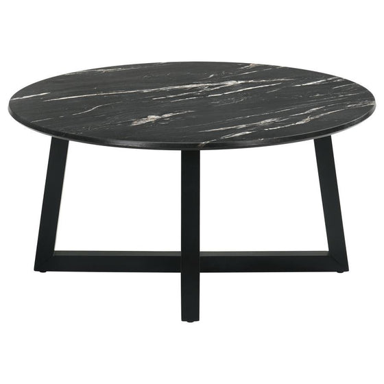Skylark - Round Marble - Like Smart Top Coffee Table - Black