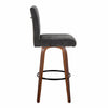 Hank - 30" Fixed-Height Barstool With Swivel And Round Black Metal Footrest (Set of 2) - Walnut Wood
