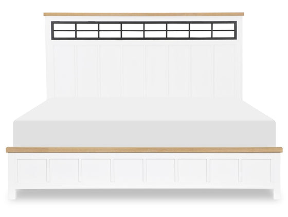 Horizons - Complete Panel Bed - Pure White / Natural Oak