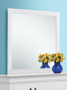  Louis Philippe Beveled Edge Square Mirror White