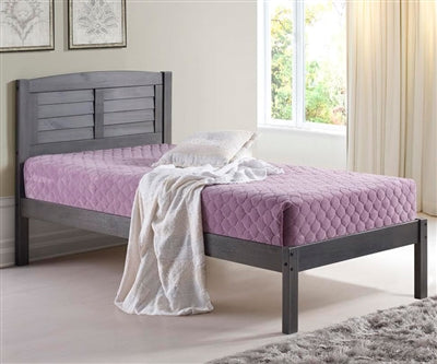 Louver Antique Grey Solid Wood Platform Bed