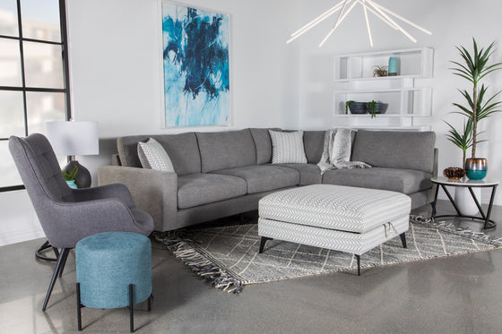 Clint Upholstered Sectional With Loose Back Grey
