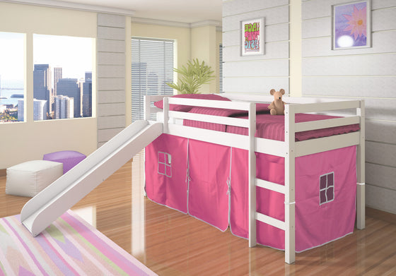 Junior Loft with Slide White/Pink