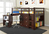 Low Loft Solid Wood Junior Loft Bed with Desk and Storage