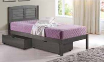 Louver Antique Grey Solid Wood Platform Bed