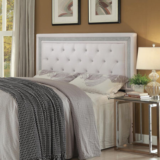 Adrena Queen/Full Tufted Upholstered Headboard White